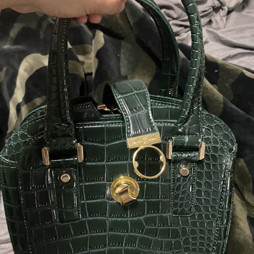 Ivanka Trump Green Shoulder Bag with Croc Embossing